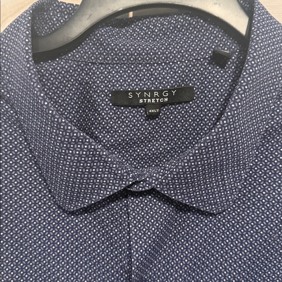 Synergy (DXL) Navy Geometric Button Down Shirt 4 XLT - Picture 2 of 4